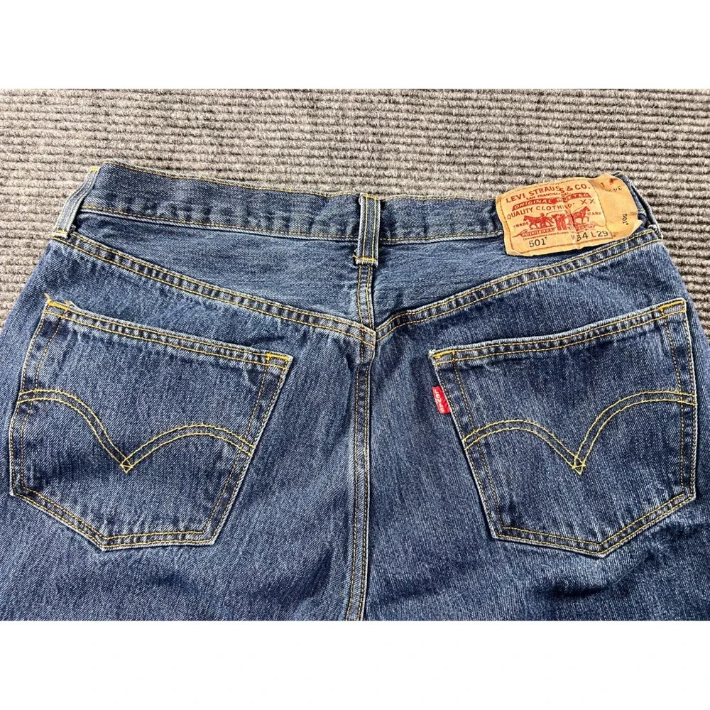 Levis 501 XX Original Fit Jeans Mens 34x29 Blue Denim Straight Leg Button Fly